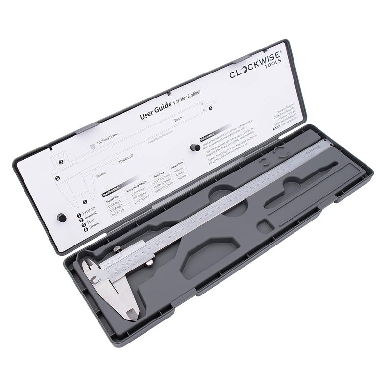 Clockwise Tools Vernier Caliper, DVLR-1205 0-12 Inch/300 mm, Inch (Fraction)/Metric, Stainless Steel - Image 5